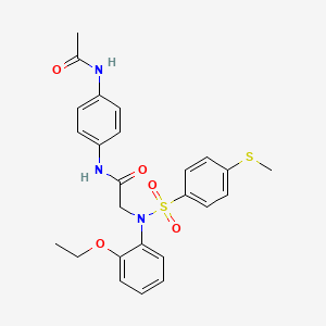 molecular formula C25H27N3O5S2 B4981252 N~1~-[4-(acetylamino)phenyl]-N~2~-(2-ethoxyphenyl)-N~2~-{[4-(methylthio)phenyl]sulfonyl}glycinamide 