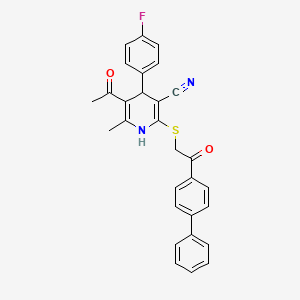 molecular formula C29H23FN2O2S B4981254 5-acetyl-2-{[2-(4-biphenylyl)-2-oxoethyl]thio}-4-(4-fluorophenyl)-6-methyl-1,4-dihydro-3-pyridinecarbonitrile 
