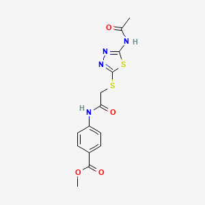 molecular formula C14H14N4O4S2 B4981259 methyl 4-[({[5-(acetylamino)-1,3,4-thiadiazol-2-yl]thio}acetyl)amino]benzoate 