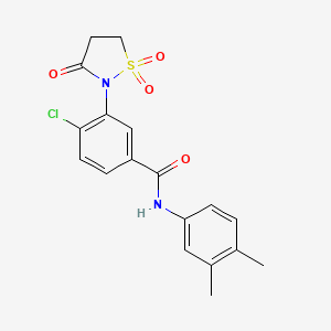 molecular formula C18H17ClN2O4S B4981277 4-chloro-N-(3,4-dimethylphenyl)-3-(1,1-dioxido-3-oxo-2-isothiazolidinyl)benzamide 