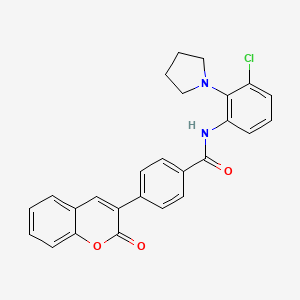 molecular formula C26H21ClN2O3 B4981297 N-[3-chloro-2-(1-pyrrolidinyl)phenyl]-4-(2-oxo-2H-chromen-3-yl)benzamide 