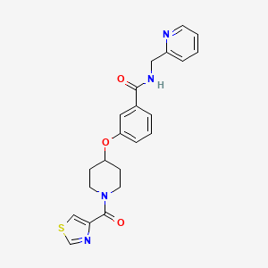 molecular formula C22H22N4O3S B4981310 N-(2-pyridinylmethyl)-3-{[1-(1,3-thiazol-4-ylcarbonyl)-4-piperidinyl]oxy}benzamide 