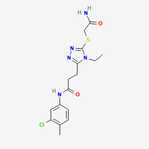 molecular formula C16H20ClN5O2S B4981324 3-{5-[(2-amino-2-oxoethyl)thio]-4-ethyl-4H-1,2,4-triazol-3-yl}-N-(3-chloro-4-methylphenyl)propanamide 