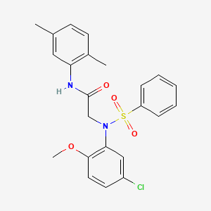 molecular formula C23H23ClN2O4S B4981332 N~2~-(5-chloro-2-methoxyphenyl)-N~1~-(2,5-dimethylphenyl)-N~2~-(phenylsulfonyl)glycinamide 