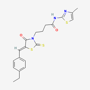 molecular formula C20H21N3O2S3 B4981356 4-[5-(4-ethylbenzylidene)-4-oxo-2-thioxo-1,3-thiazolidin-3-yl]-N-(4-methyl-1,3-thiazol-2-yl)butanamide 