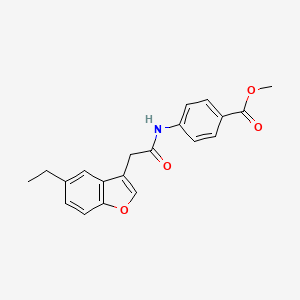 molecular formula C20H19NO4 B4981366 methyl 4-{[(5-ethyl-1-benzofuran-3-yl)acetyl]amino}benzoate 