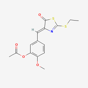molecular formula C15H15NO4S2 B4981371 5-{[2-(ethylthio)-5-oxo-1,3-thiazol-4(5H)-ylidene]methyl}-2-methoxyphenyl acetate 