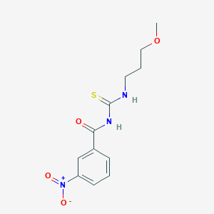 molecular formula C12H15N3O4S B4981385 N-{[(3-methoxypropyl)amino]carbonothioyl}-3-nitrobenzamide 