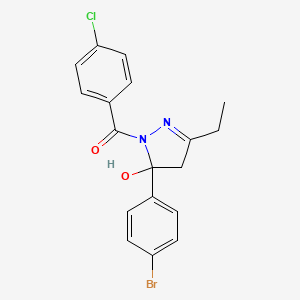 molecular formula C18H16BrClN2O2 B4981394 5-(4-bromophenyl)-1-(4-chlorobenzoyl)-3-ethyl-4,5-dihydro-1H-pyrazol-5-ol 