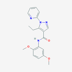 molecular formula C19H20N4O3 B498144 N-(2,5-dimethoxyphenyl)-5-ethyl-1-(2-pyridinyl)-1H-pyrazole-4-carboxamide 