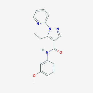molecular formula C18H18N4O2 B498145 5-ethyl-N-(3-methoxyphenyl)-1-(2-pyridinyl)-1H-pyrazole-4-carboxamide 
