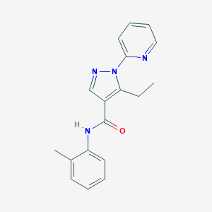 molecular formula C18H18N4O B498146 5-ethyl-N-(2-methylphenyl)-1-(2-pyridinyl)-1H-pyrazole-4-carboxamide 