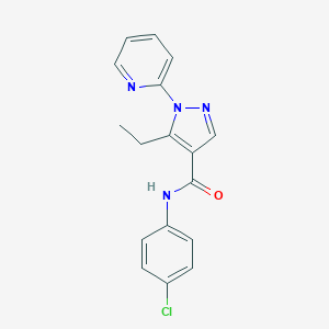 molecular formula C17H15ClN4O B498148 N-(4-chlorophenyl)-5-ethyl-1-(2-pyridinyl)-1H-pyrazole-4-carboxamide 