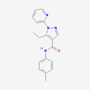 molecular formula C18H18N4O B498150 5-ethyl-N-(4-methylphenyl)-1-(2-pyridinyl)-1H-pyrazole-4-carboxamide 