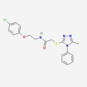 molecular formula C19H19ClN4O2S B4981509 N-[2-(4-chlorophenoxy)ethyl]-2-[(5-methyl-4-phenyl-4H-1,2,4-triazol-3-yl)thio]acetamide 