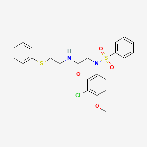 molecular formula C23H23ClN2O4S2 B4981518 N~2~-(3-chloro-4-methoxyphenyl)-N~2~-(phenylsulfonyl)-N~1~-[2-(phenylthio)ethyl]glycinamide 