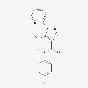 molecular formula C17H15FN4O B498159 5-ethyl-N-(4-fluorophenyl)-1-(2-pyridinyl)-1H-pyrazole-4-carboxamide 