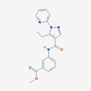 molecular formula C19H18N4O3 B498165 methyl 3-({[5-ethyl-1-(2-pyridinyl)-1H-pyrazol-4-yl]carbonyl}amino)benzoate 
