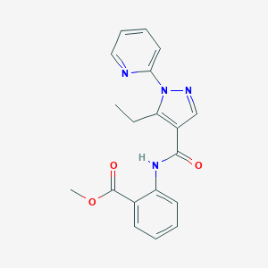 molecular formula C19H18N4O3 B498166 methyl 2-({[5-ethyl-1-(2-pyridinyl)-1H-pyrazol-4-yl]carbonyl}amino)benzoate 