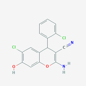 2-amino-6-chloro-4-(2-chlorophenyl)-7-hydroxy-4H-chromene-3-carbonitrile