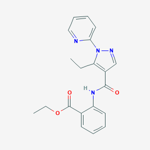 molecular formula C20H20N4O3 B498169 ethyl 2-({[5-ethyl-1-(2-pyridinyl)-1H-pyrazol-4-yl]carbonyl}amino)benzoate 