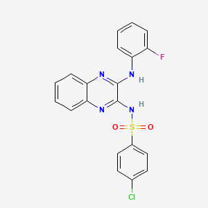 molecular formula C20H14ClFN4O2S B4981697 4-chloro-N-{3-[(2-fluorophenyl)amino]-2-quinoxalinyl}benzenesulfonamide 