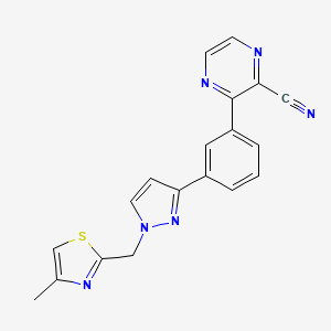 molecular formula C19H14N6S B4981707 3-(3-{1-[(4-methyl-1,3-thiazol-2-yl)methyl]-1H-pyrazol-3-yl}phenyl)-2-pyrazinecarbonitrile 