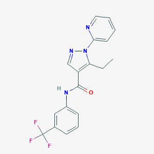 molecular formula C18H15F3N4O B498171 5-ethyl-1-(2-pyridinyl)-N-[3-(trifluoromethyl)phenyl]-1H-pyrazole-4-carboxamide 