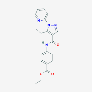 molecular formula C20H20N4O3 B498172 ethyl 4-({[5-ethyl-1-(2-pyridinyl)-1H-pyrazol-4-yl]carbonyl}amino)benzoate 