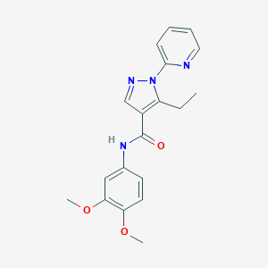 molecular formula C19H20N4O3 B498178 N-(3,4-dimethoxyphenyl)-5-ethyl-1-(2-pyridinyl)-1H-pyrazole-4-carboxamide 