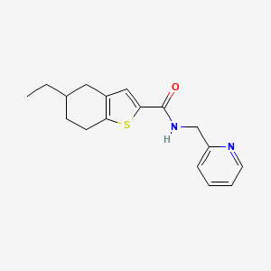 molecular formula C17H20N2OS B4981781 5-ethyl-N-(2-pyridinylmethyl)-4,5,6,7-tetrahydro-1-benzothiophene-2-carboxamide 