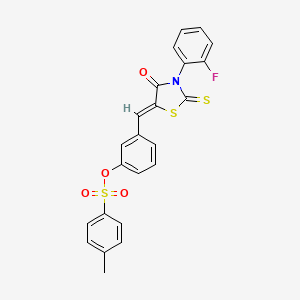 molecular formula C23H16FNO4S3 B4981782 3-{[3-(2-fluorophenyl)-4-oxo-2-thioxo-1,3-thiazolidin-5-ylidene]methyl}phenyl 4-methylbenzenesulfonate 