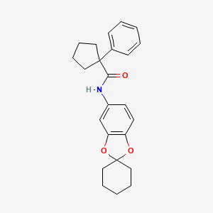 molecular formula C24H27NO3 B4981905 1-phenyl-N-spiro[1,3-benzodioxole-2,1'-cyclohexan]-5-ylcyclopentanecarboxamide 