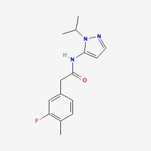 molecular formula C15H18FN3O B4981935 2-(3-fluoro-4-methylphenyl)-N-(1-isopropyl-1H-pyrazol-5-yl)acetamide 