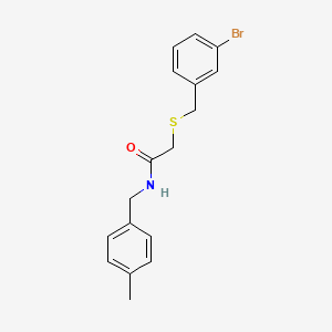 molecular formula C17H18BrNOS B4981955 2-[(3-bromobenzyl)thio]-N-(4-methylbenzyl)acetamide 