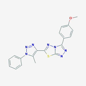 molecular formula C19H15N7OS B498198 methyl 4-[6-(5-methyl-1-phenyl-1H-1,2,3-triazol-4-yl)[1,2,4]triazolo[3,4-b][1,3,4]thiadiazol-3-yl]phenyl ether 