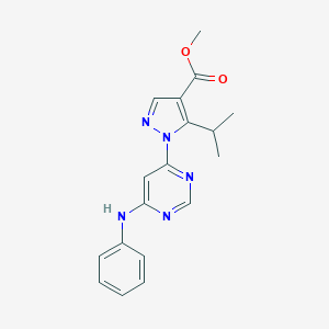 molecular formula C18H19N5O2 B498199 methyl 1-(6-anilino-4-pyrimidinyl)-5-isopropyl-1H-pyrazole-4-carboxylate 