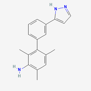 [2,4,6-trimethyl-3'-(1H-pyrazol-3-yl)-3-biphenylyl]amine trifluoroacetate