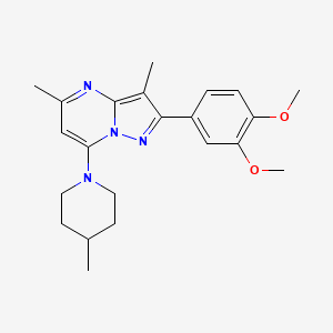 molecular formula C22H28N4O2 B4982035 2-(3,4-dimethoxyphenyl)-3,5-dimethyl-7-(4-methyl-1-piperidinyl)pyrazolo[1,5-a]pyrimidine 