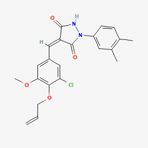 molecular formula C22H21ClN2O4 B4982037 4-[4-(allyloxy)-3-chloro-5-methoxybenzylidene]-1-(3,4-dimethylphenyl)-3,5-pyrazolidinedione 