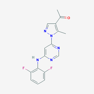 molecular formula C16H13F2N5O B498204 1-{1-[6-(2,6-difluoroanilino)-4-pyrimidinyl]-5-methyl-1H-pyrazol-4-yl}ethanone 