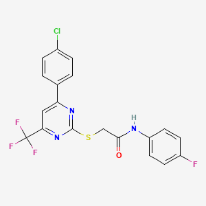 molecular formula C19H12ClF4N3OS B4982092 2-{[4-(4-chlorophenyl)-6-(trifluoromethyl)-2-pyrimidinyl]thio}-N-(4-fluorophenyl)acetamide 