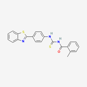 molecular formula C22H17N3OS2 B4982098 N-({[4-(1,3-benzothiazol-2-yl)phenyl]amino}carbonothioyl)-2-methylbenzamide 