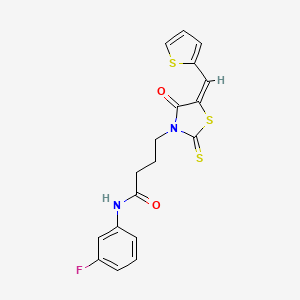 molecular formula C18H15FN2O2S3 B4982100 N-(3-fluorophenyl)-4-[4-oxo-5-(2-thienylmethylene)-2-thioxo-1,3-thiazolidin-3-yl]butanamide 