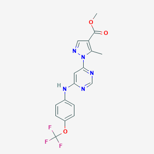 molecular formula C17H14F3N5O3 B498211 methyl 5-methyl-1-{6-[4-(trifluoromethoxy)anilino]-4-pyrimidinyl}-1H-pyrazole-4-carboxylate 
