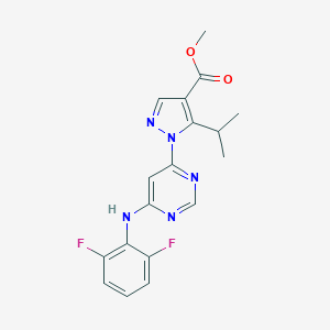 molecular formula C18H17F2N5O2 B498213 methyl 1-[6-(2,6-difluoroanilino)-4-pyrimidinyl]-5-isopropyl-1H-pyrazole-4-carboxylate 