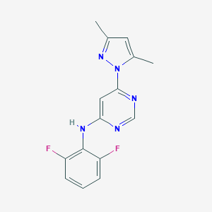 molecular formula C15H13F2N5 B498216 N-(2,6-difluorophenyl)-N-[6-(3,5-dimethyl-1H-pyrazol-1-yl)-4-pyrimidinyl]amine 