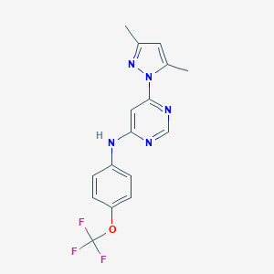 molecular formula C16H14F3N5O B498218 N-[6-(3,5-dimethyl-1H-pyrazol-1-yl)-4-pyrimidinyl]-N-[4-(trifluoromethoxy)phenyl]amine 