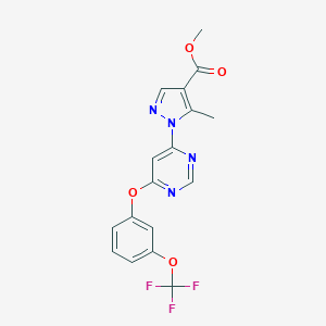 molecular formula C17H13F3N4O4 B498219 methyl 5-methyl-1-{6-[3-(trifluoromethoxy)phenoxy]-4-pyrimidinyl}-1H-pyrazole-4-carboxylate 