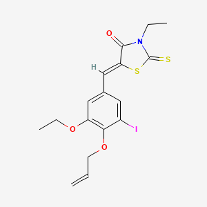 molecular formula C17H18INO3S2 B4982195 5-[4-(allyloxy)-3-ethoxy-5-iodobenzylidene]-3-ethyl-2-thioxo-1,3-thiazolidin-4-one 
